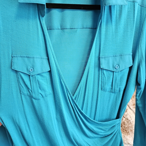 Bebe Turquoise Collared Bodysuit - Picture 4 of 6